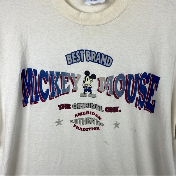 Vintage Mickey & Co Tee Off White Size XXXL Crew Neck Cotton USA Cream T-Shirt - Picture 4 of 14
